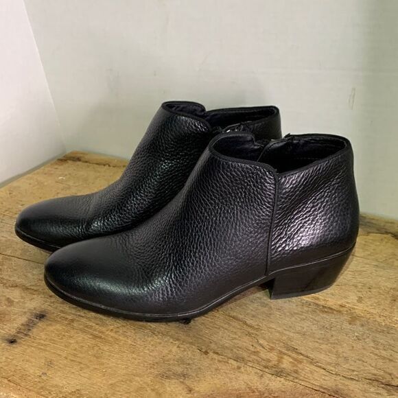 Sam Edelman black‎ pebbled boots leather shirt ankle western booties - Picture 1 of 10